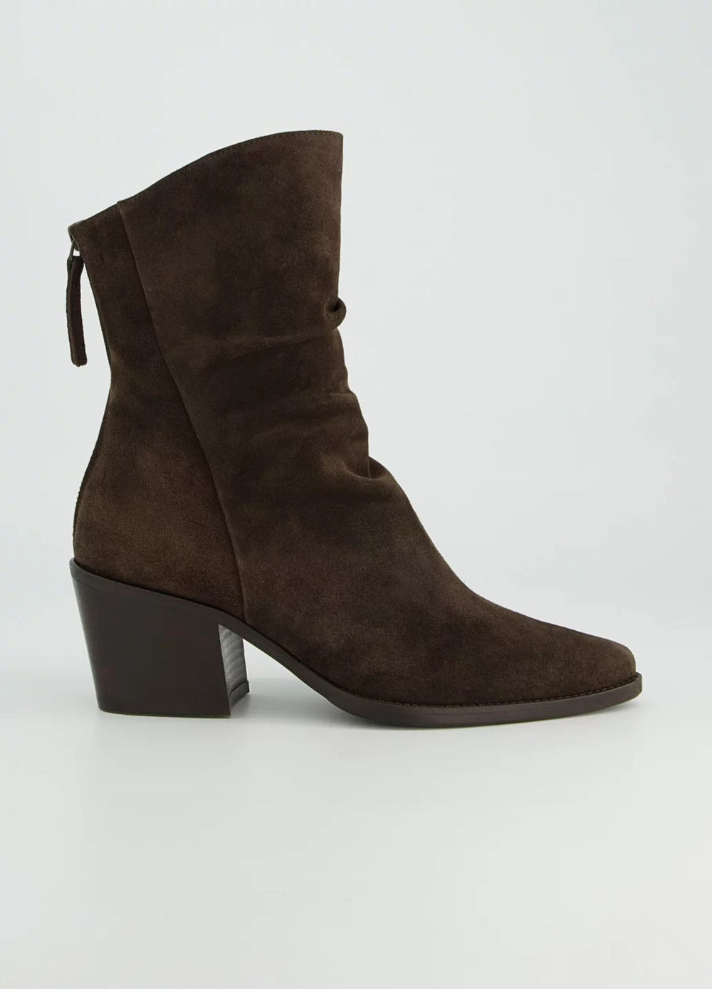 Paul Green Soft Ruched High Ankle Boots Chocolate