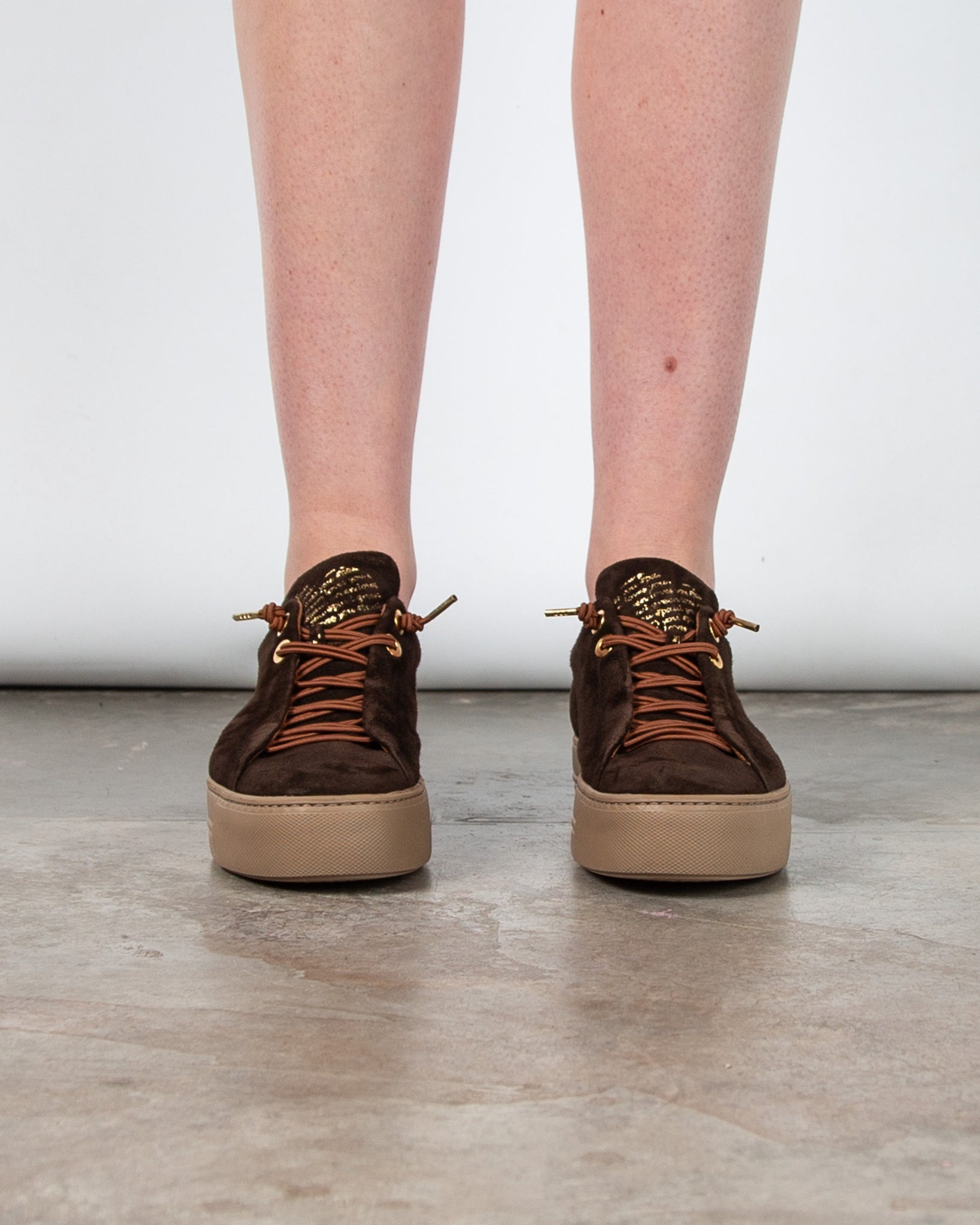 Paul Green Velvety Leather Pull On Sneaker Brown