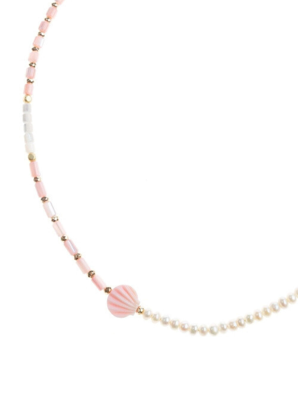 Pranella Cindy Shell Semi-Precious Choker Necklace with Shell Pearl/Pink
