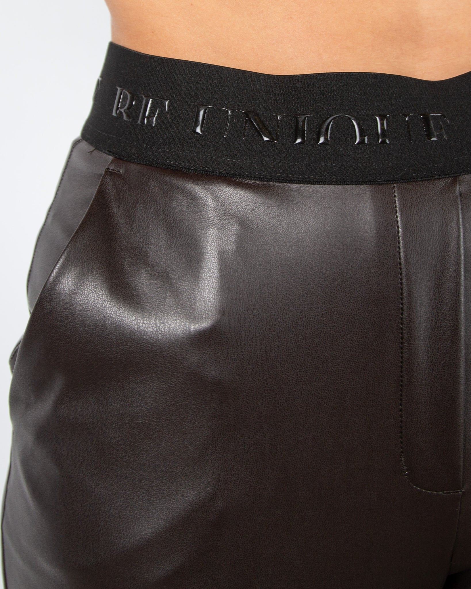 Robell Britt Pleather Wide Leg Trouser Chocolate