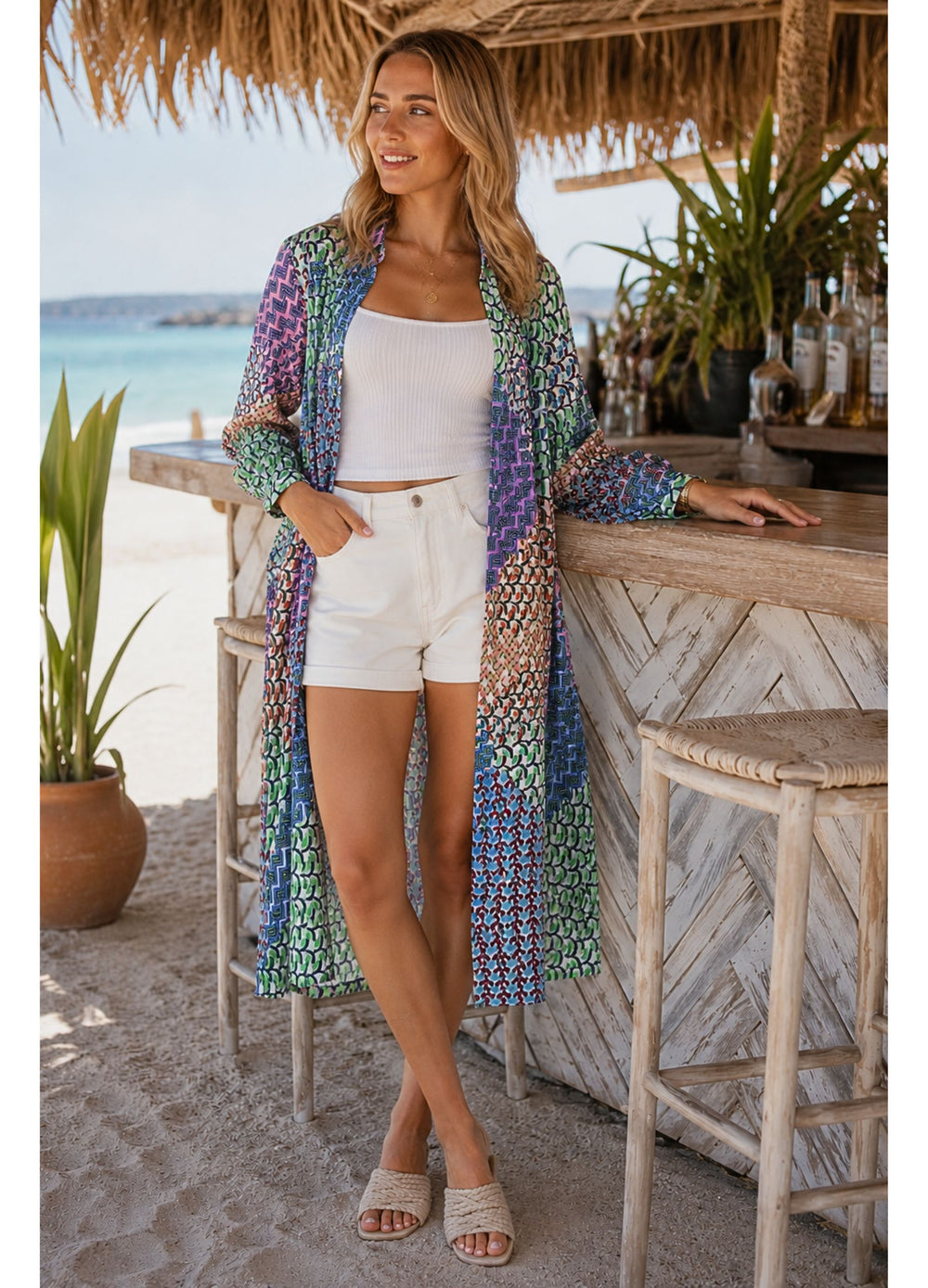 Sahara Geometric Oversized Shirt Dress Multi
