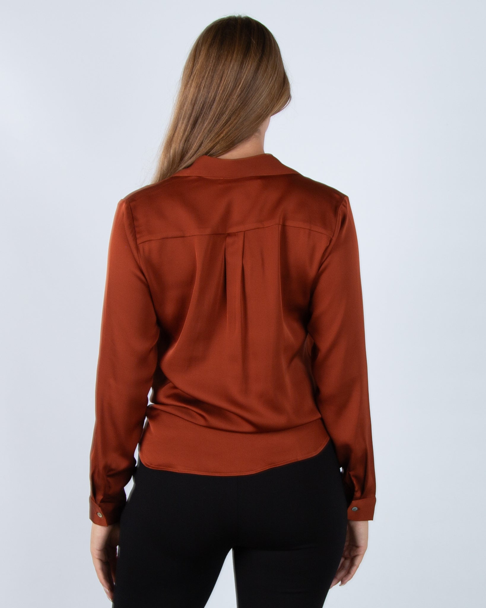 Silk95 Thai Silk Shirt Blouse With Tie Hem Truffle