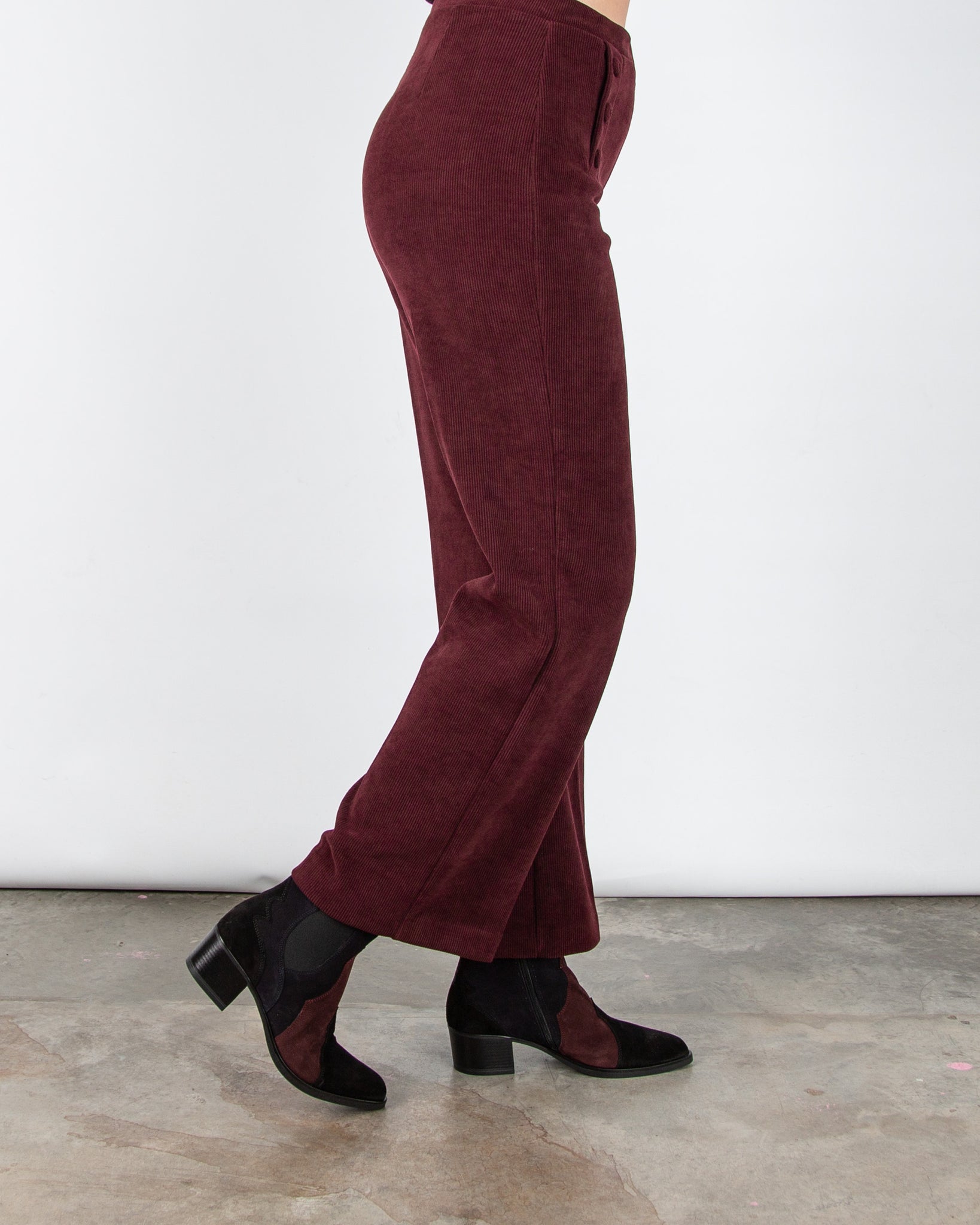 Tinta Style Yoselin Corduroy Trouser With Button Detail Burgundy