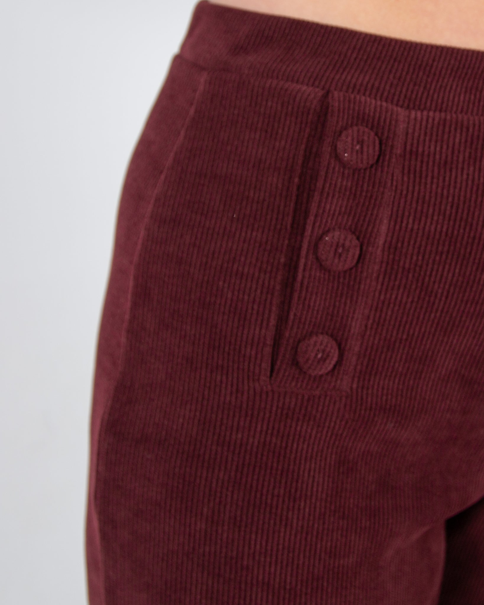 Tinta Style Yoselin Corduroy Trouser With Button Detail Burgundy