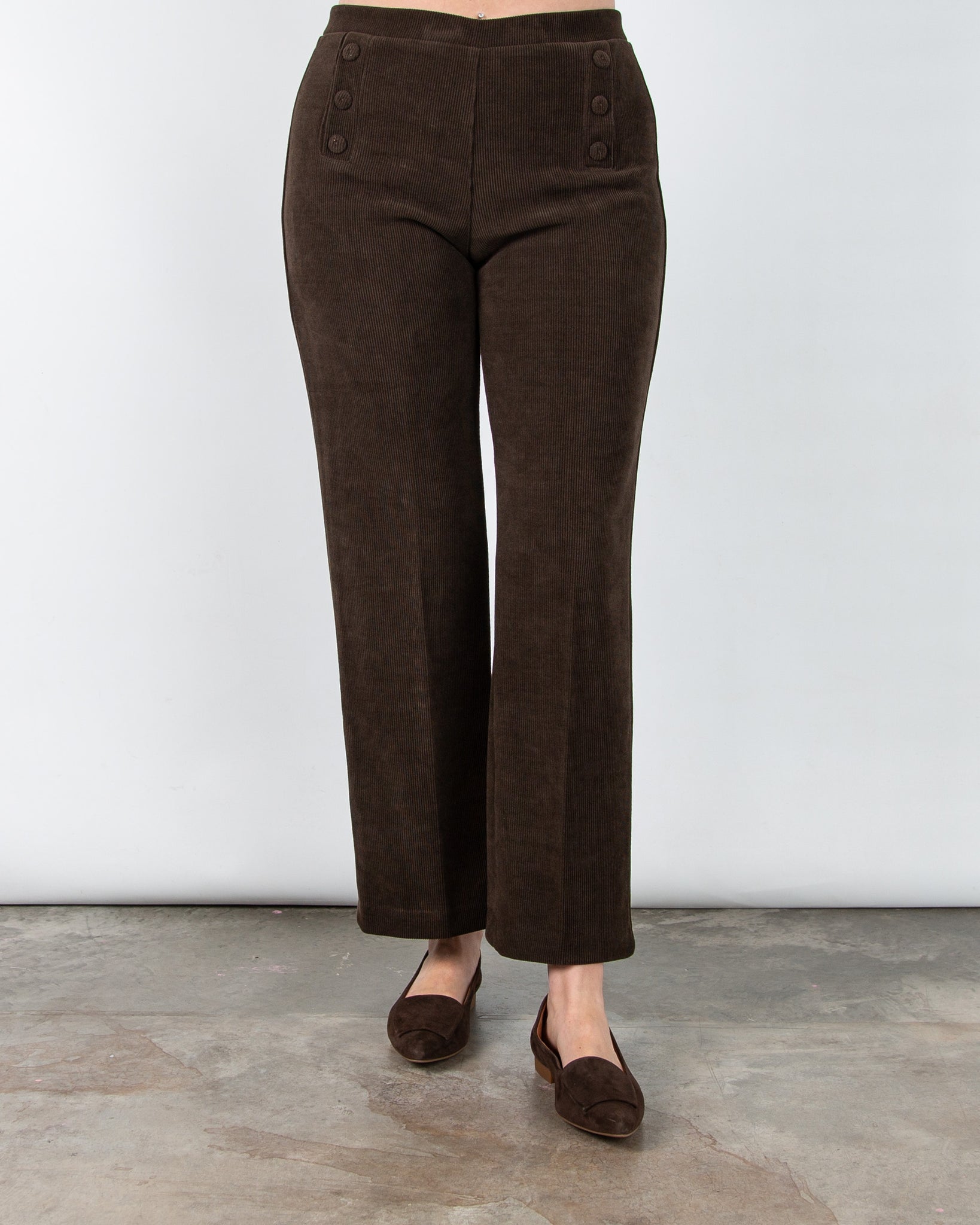 Tinta Style Yoselin Corduroy Trouser With Button Detail Chocolate