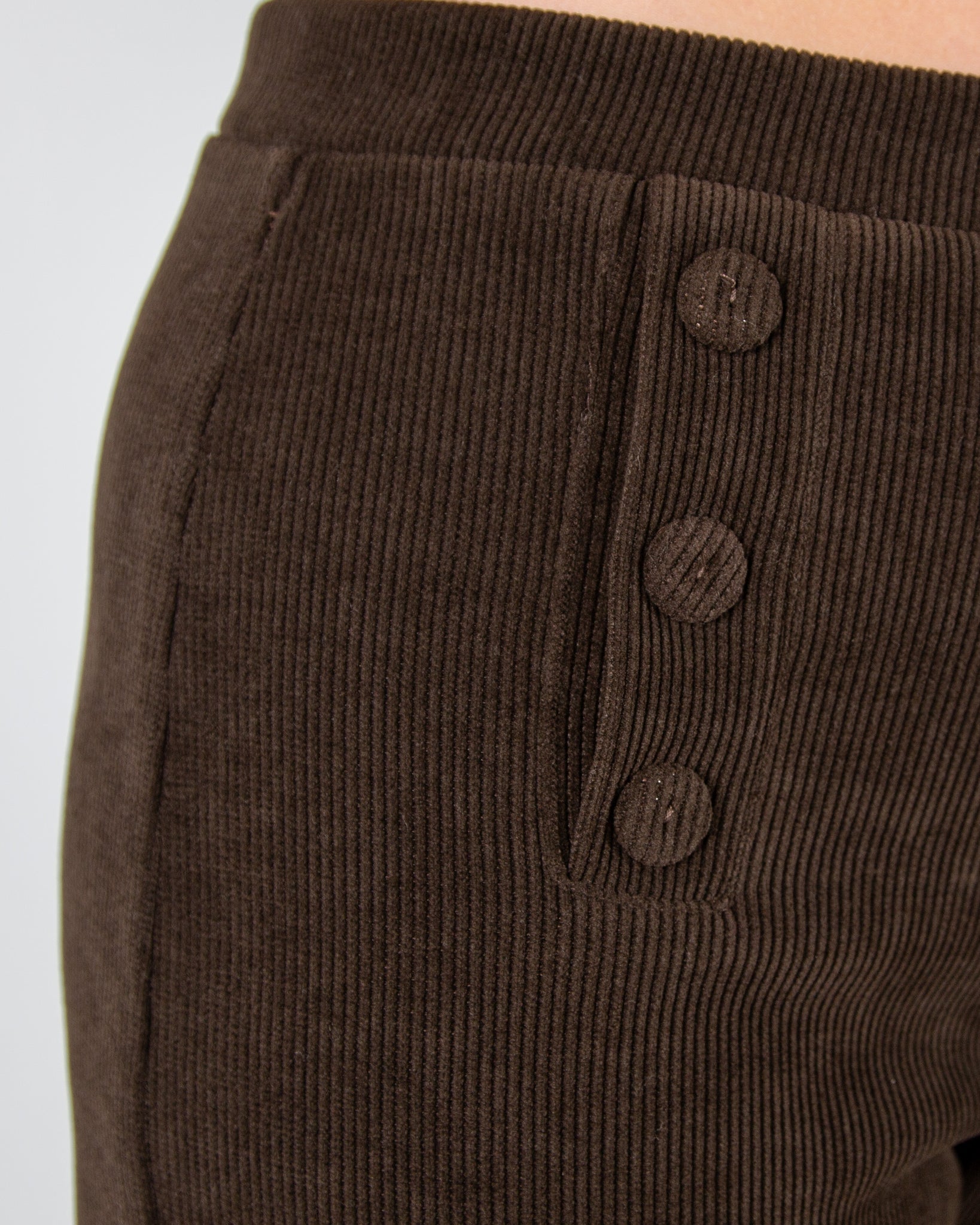 Tinta Style Yoselin Corduroy Trouser With Button Detail Chocolate