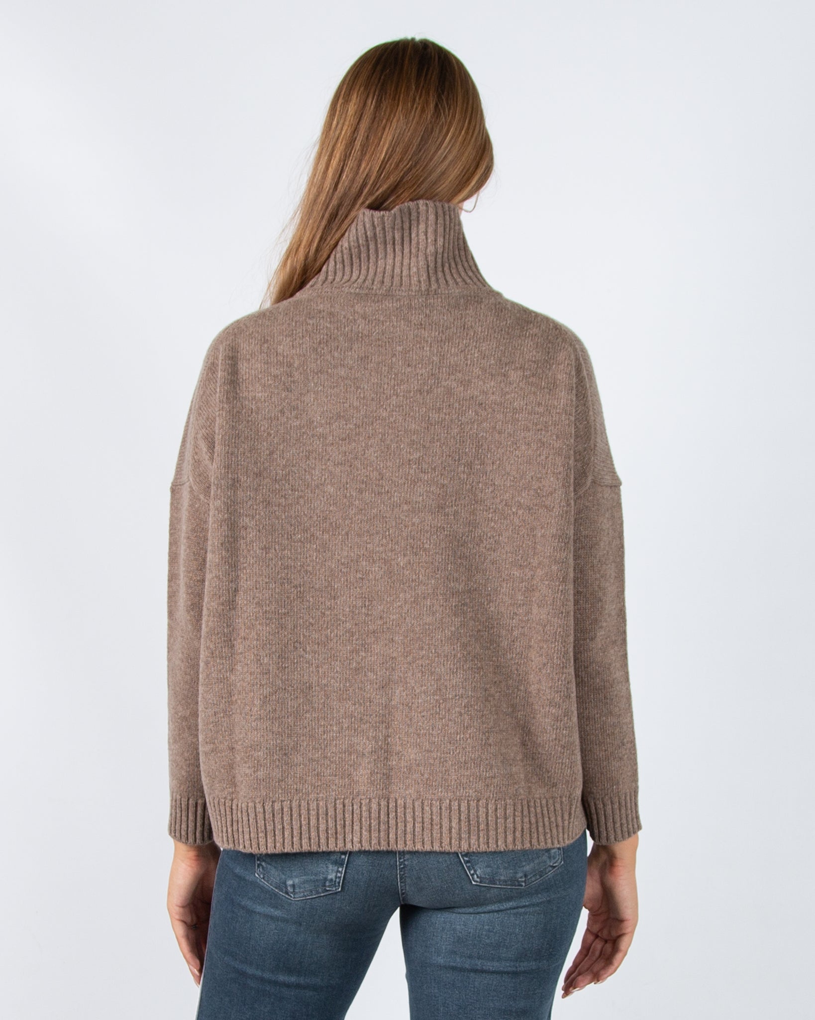 Weekend By Maxmara Borgia Turtle Neck Loose Bodied Wool Jumper Hazelnut Melange 004