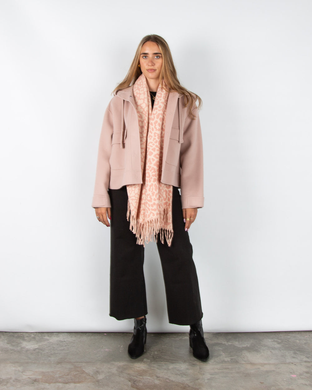 Weekend By Maxmara Gary Wool Boxy Jacket With Patch Pocket Powder Pink