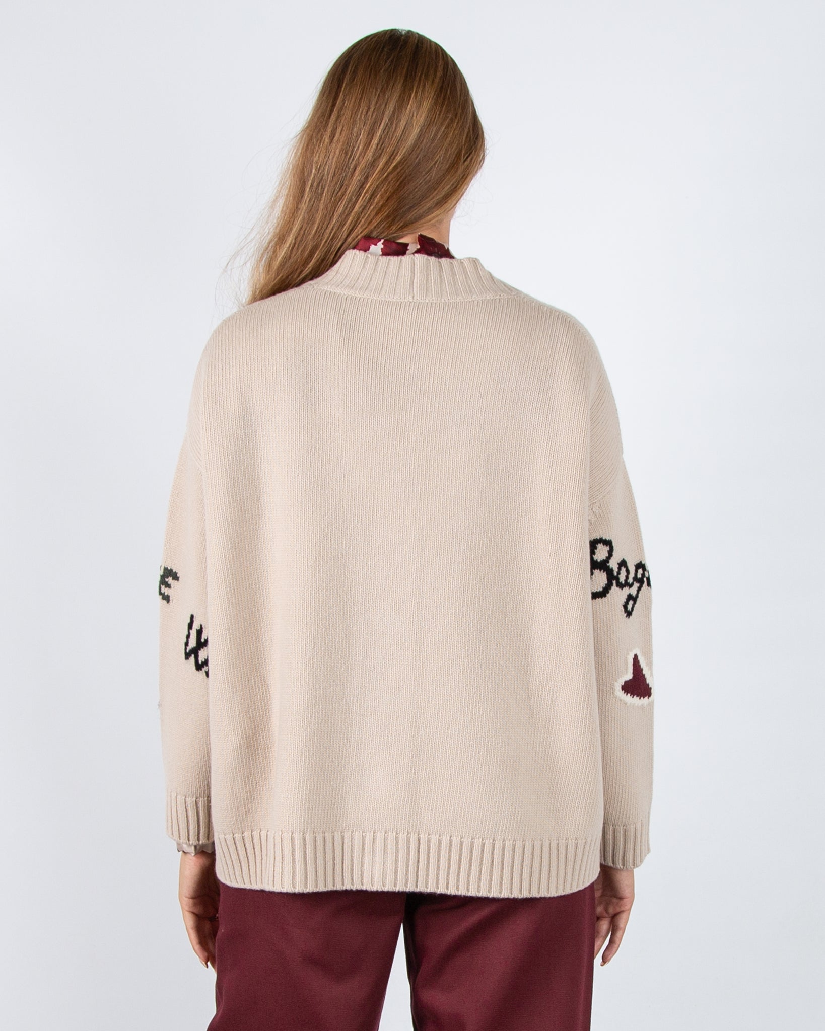 Weekend By Maxmara Belgio Calligraphy Oversized Knitted Cardigan Beige