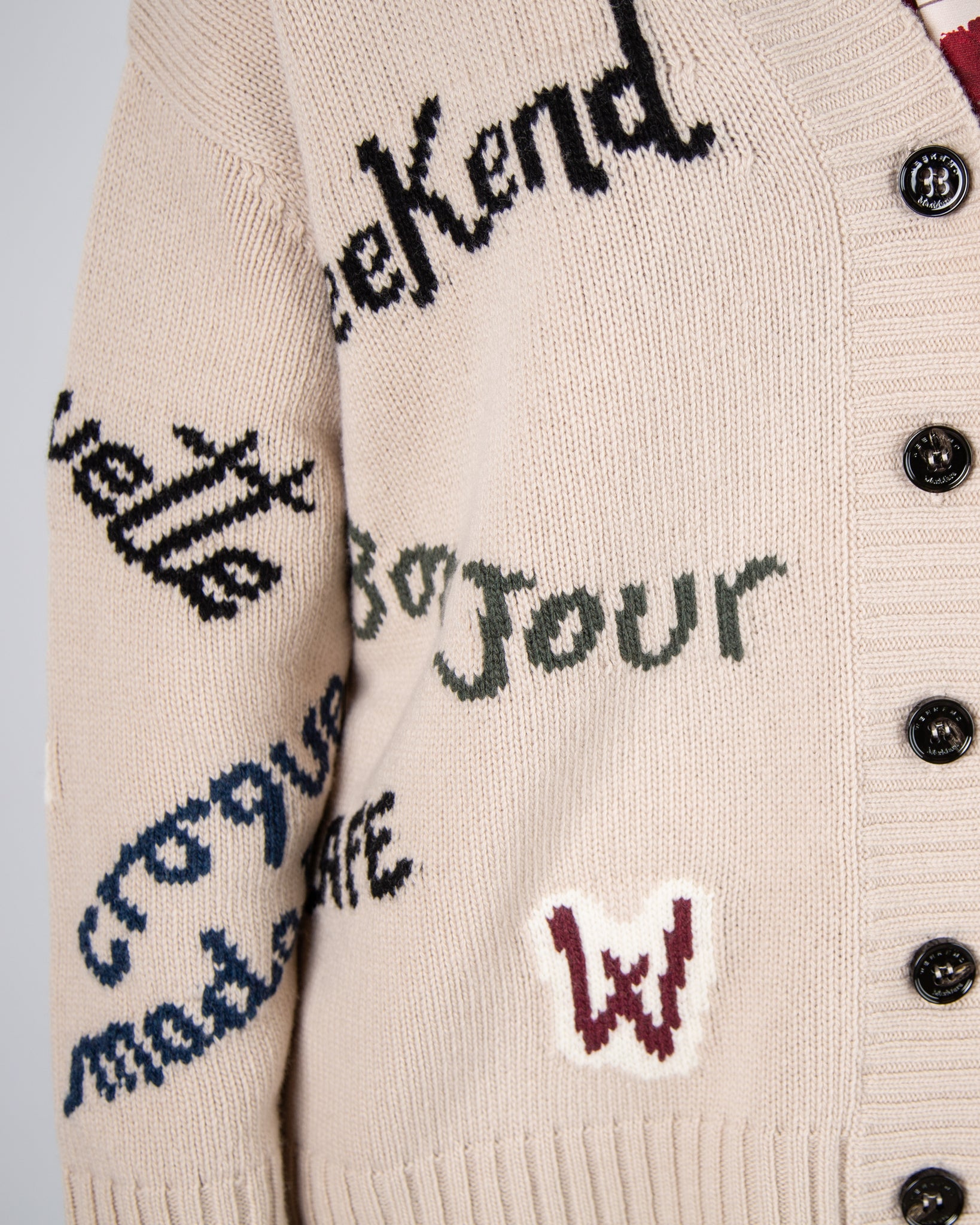 Weekend By Maxmara Belgio Calligraphy Oversized Knitted Cardigan Beige