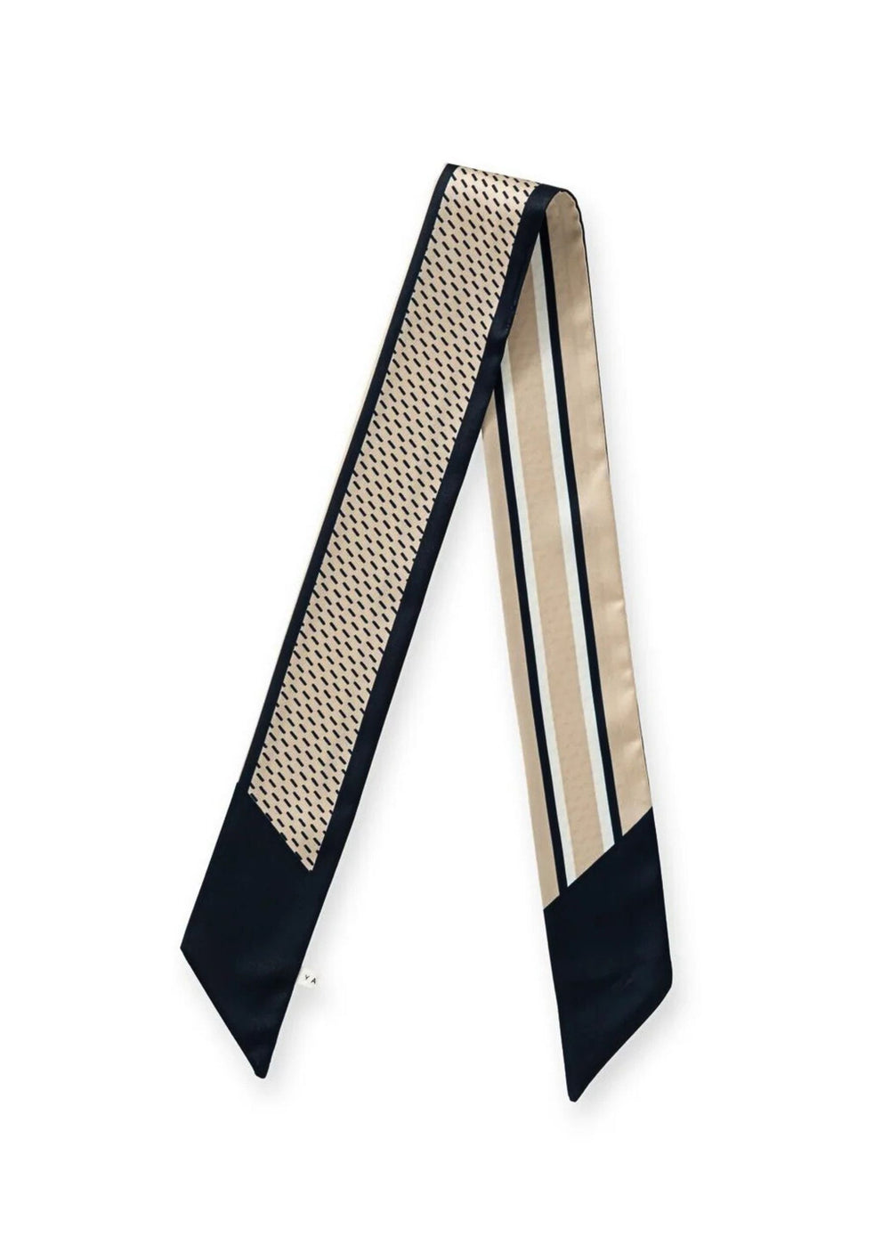 Yaya Satin Neckerchief with Border Beige/Navy