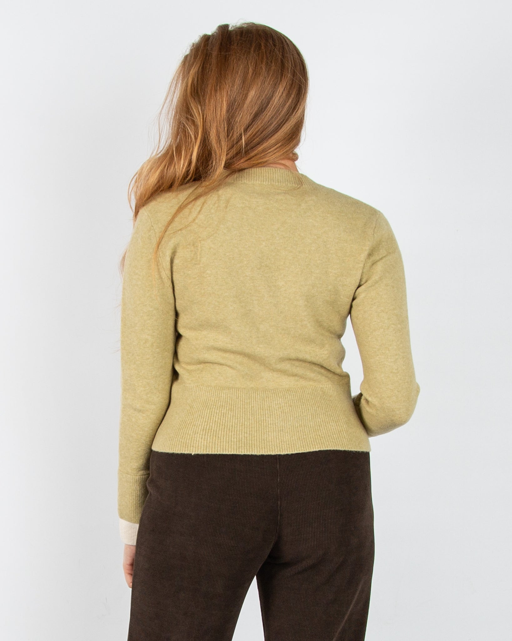 Yaya V Neck Two Tone Double Layer Cardigan Pistachio/cream